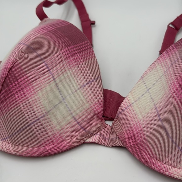 NWT ARIZONA Pop Plaid Rose T-Shirt Bra Size 34D - Picture 3 of 8